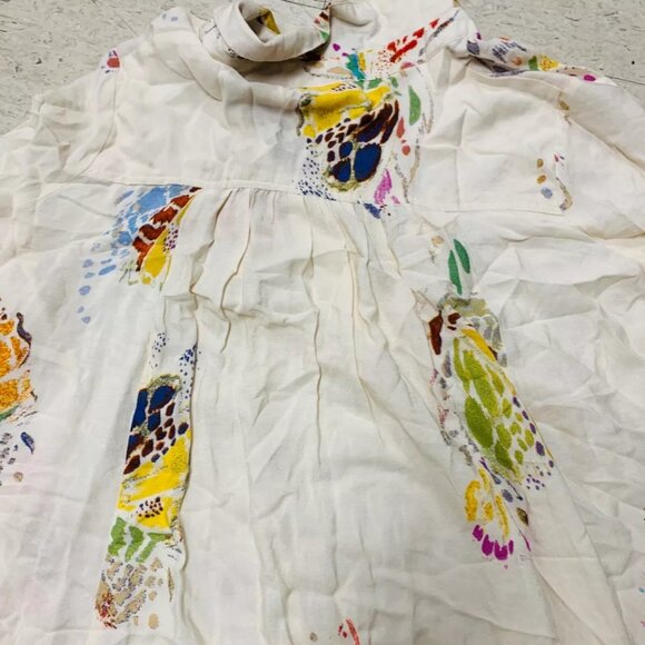 FREE PEOPLE Field Of Butterflies Tunic Top Size Medium Boho Chic Hi-Low - Picture 13 of 13